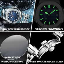 Load image into Gallery viewer, 2023 New POEDAGAR Luxury Watch Business Waterproof Male Clock Luminous Date Stainless Steel Square Quartz Men Watch reloj hombre