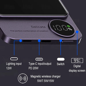 10000mAh Macsafe Magnetic Power Bank PD20W 15W Wireless Fast Charger External Auxiliary Battery Pack For Magsafe iPhone 15 14 13