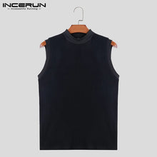 Load image into Gallery viewer, 2024 Men&#39;s Tank Tops Knitted Solid Color Turtleneck Sleeveless Streetwear Male Vests Summer Fashion Casual Men Clothing INCERUN

